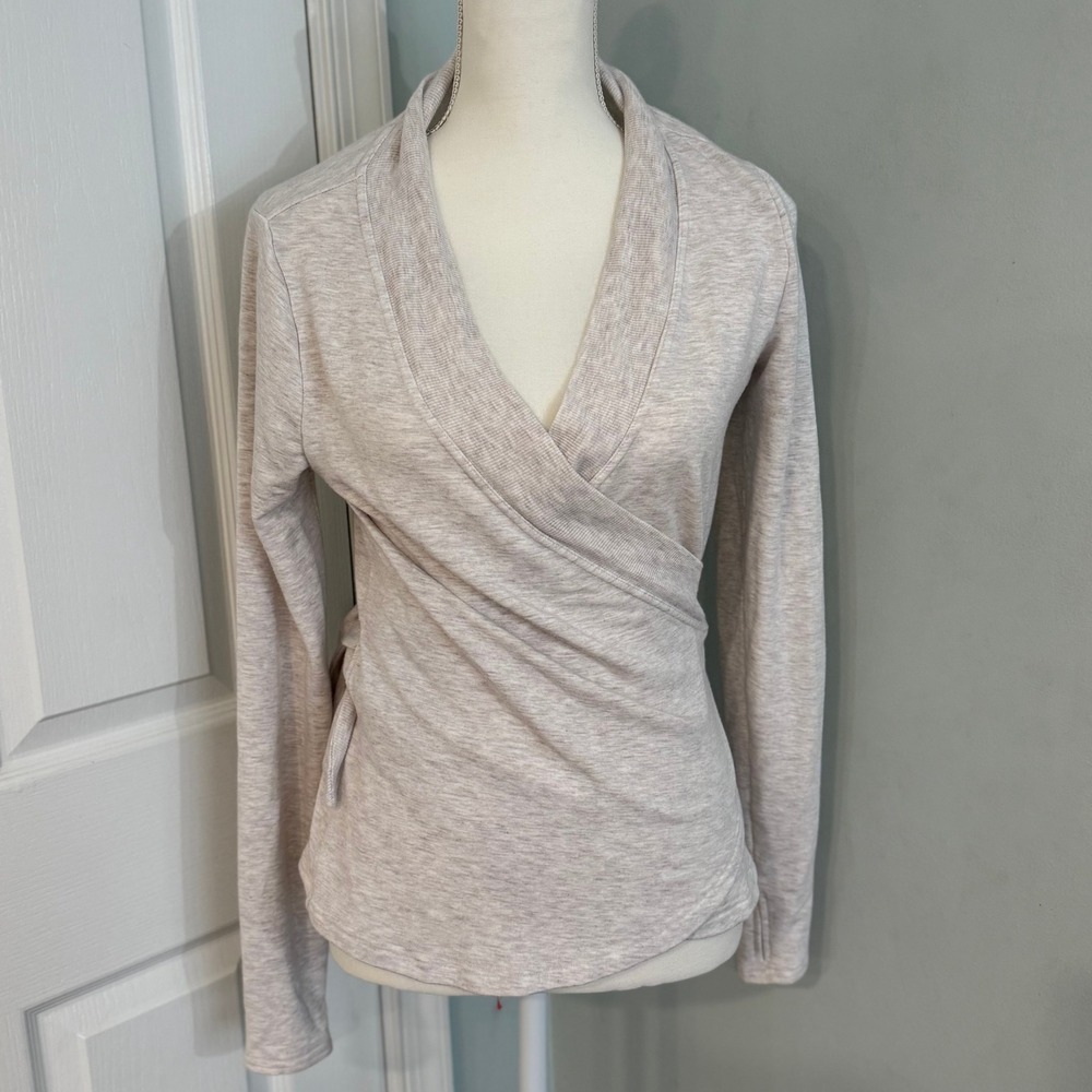 Athleta Poise Dance Wrap Cardigan Light Beige Heathered Size Small Athletic